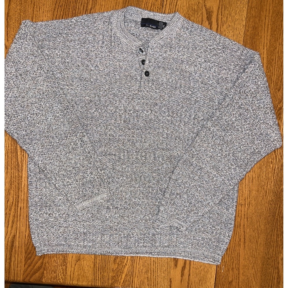 Vintage Bill Blass Menswear Sweater Mens XXL Blue Gray 100% Cotton Made in USA